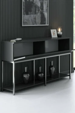 Credenza Basilia, 150x30h80 cm, Antracite e Argento<Dmora Best Sale
