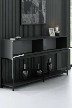 Credenza Basilia, 150x30h80 cm, Antracite e Nero<Dmora Discount