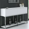 Credenza Basilia, 150x30h80 cm, Bianco e Argento<Dmora Clearance