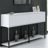 Credenza Basilia, 150x30h80 cm, Bianco e Nero<Dmora Discount