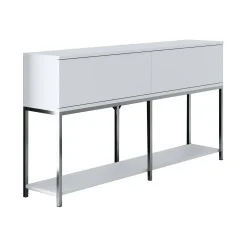 Credenza Basilia, 150x30h80 cm, Bianco e Argento<Dmora Clearance