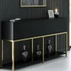 Credenza Basilia, 150x30h80 cm, Nero e Oro<Dmora Cheap