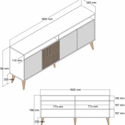 Credenza Benjamin, 160x35 h78 cm, Noce e Grigio<Dmora Cheap