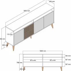 Credenza Benjamin, 180x35 h79 cm, Noce e Crema<Dmora Clearance