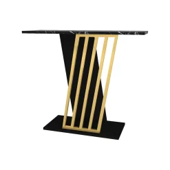 Credenza Cempaka, 90x30 h77 cm, Nero e Oro<Dmora Discount