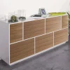 Credenza Clinoumite, cm 200x41h86, Bianco lucido e Noce<Dmora Hot