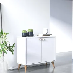 Credenza con due ante battenti e due ripiani interni, cm 85 x 35 x 74, colore<Dmora New