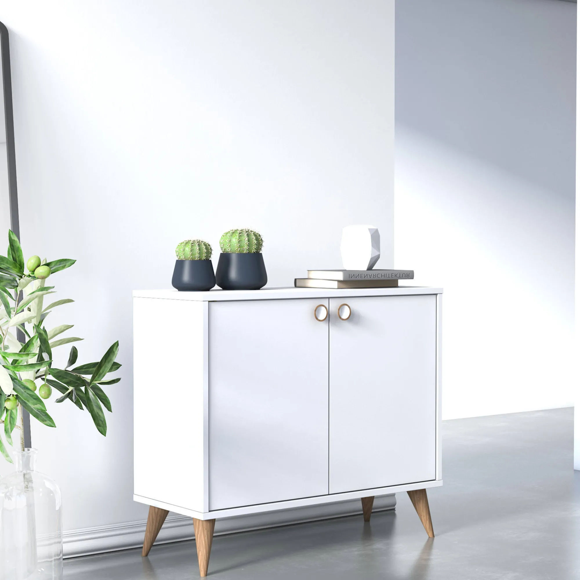 Credenza con due ante battenti e due ripiani interni, cm 85 x 35 x 74, colore<Dmora Flash Sale