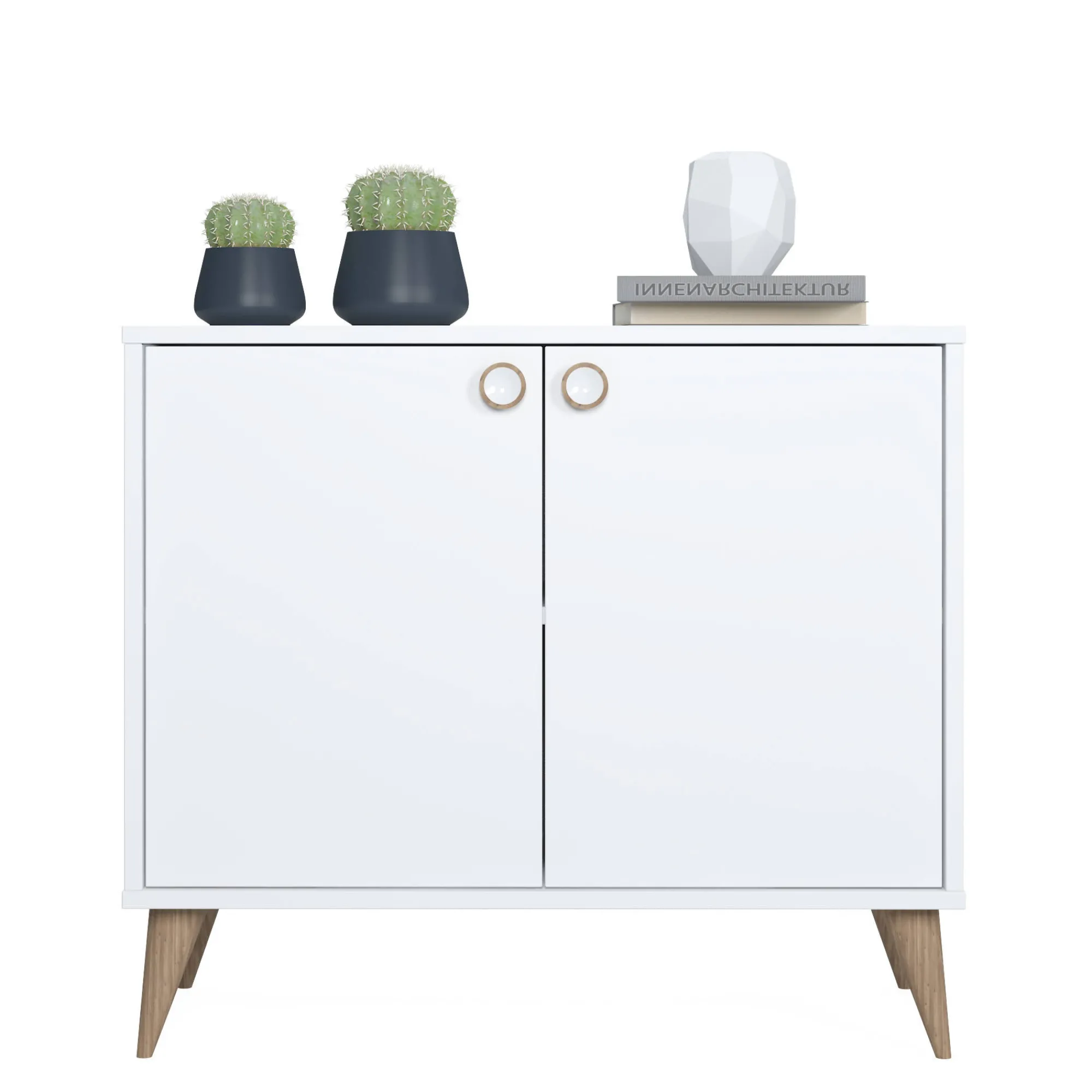 Credenza con due ante battenti e due ripiani interni, cm 85 x 35 x 74, colore<Dmora Flash Sale