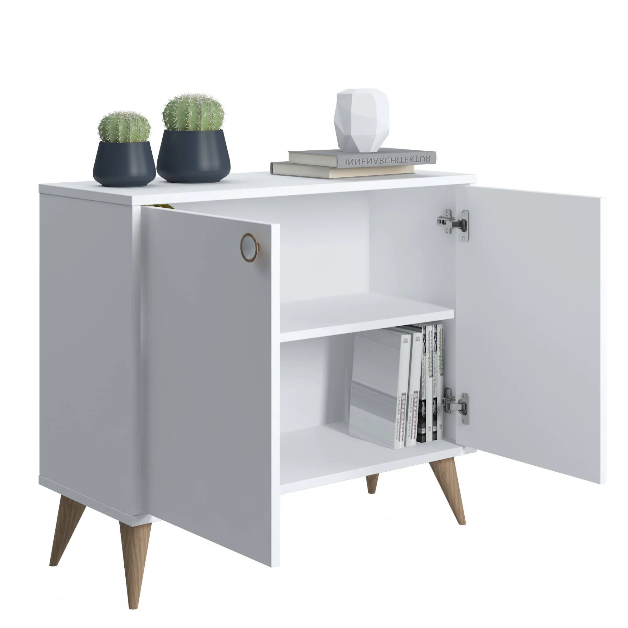 Credenza con due ante battenti e due ripiani interni, cm 85 x 35 x 74, colore<Dmora Flash Sale
