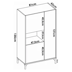 Credenza Crono, 81x43h135 cm, Rovere e Bianco<Dmora Sale