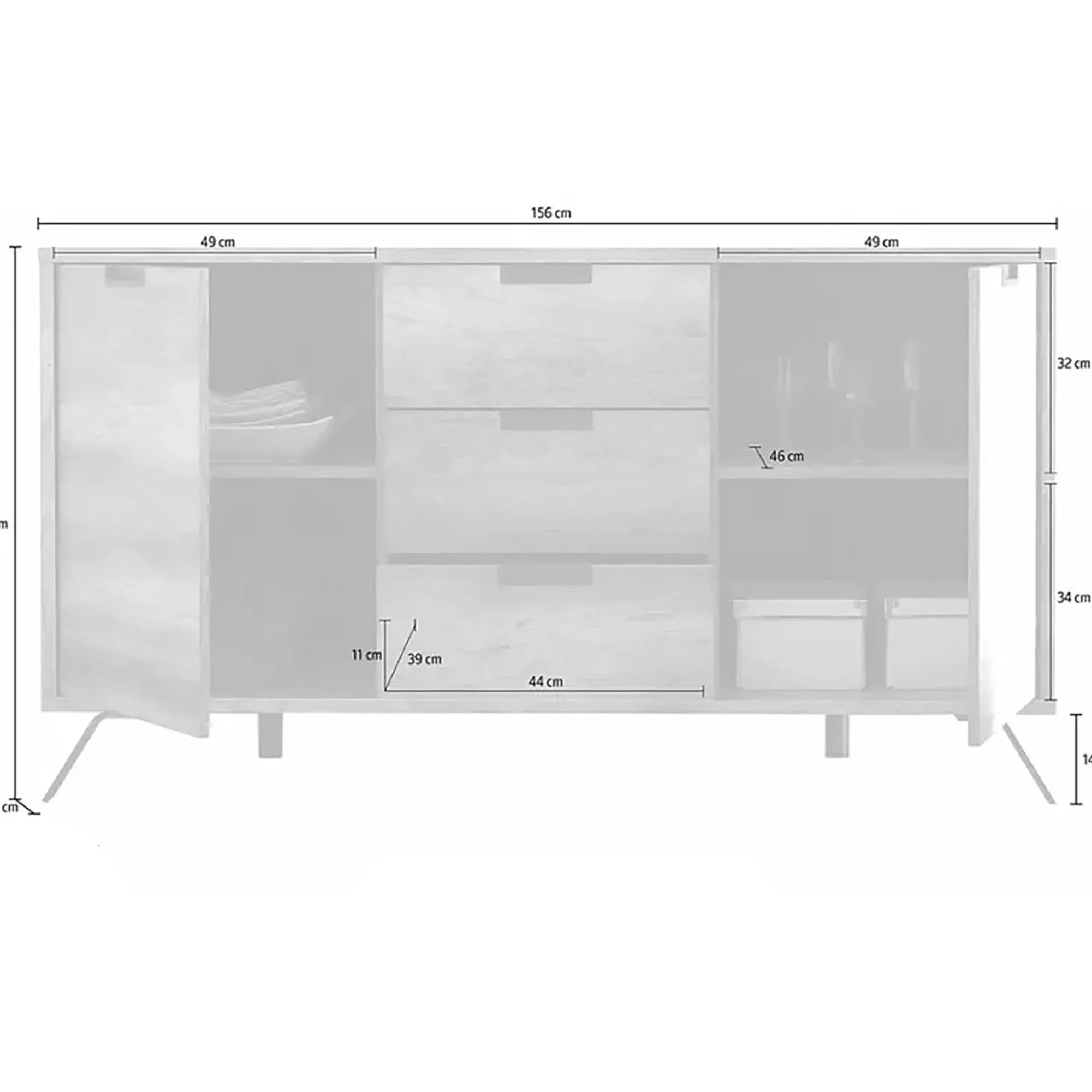 Credenza Dace, 156x50 h86 cm,<Dmora Flash Sale