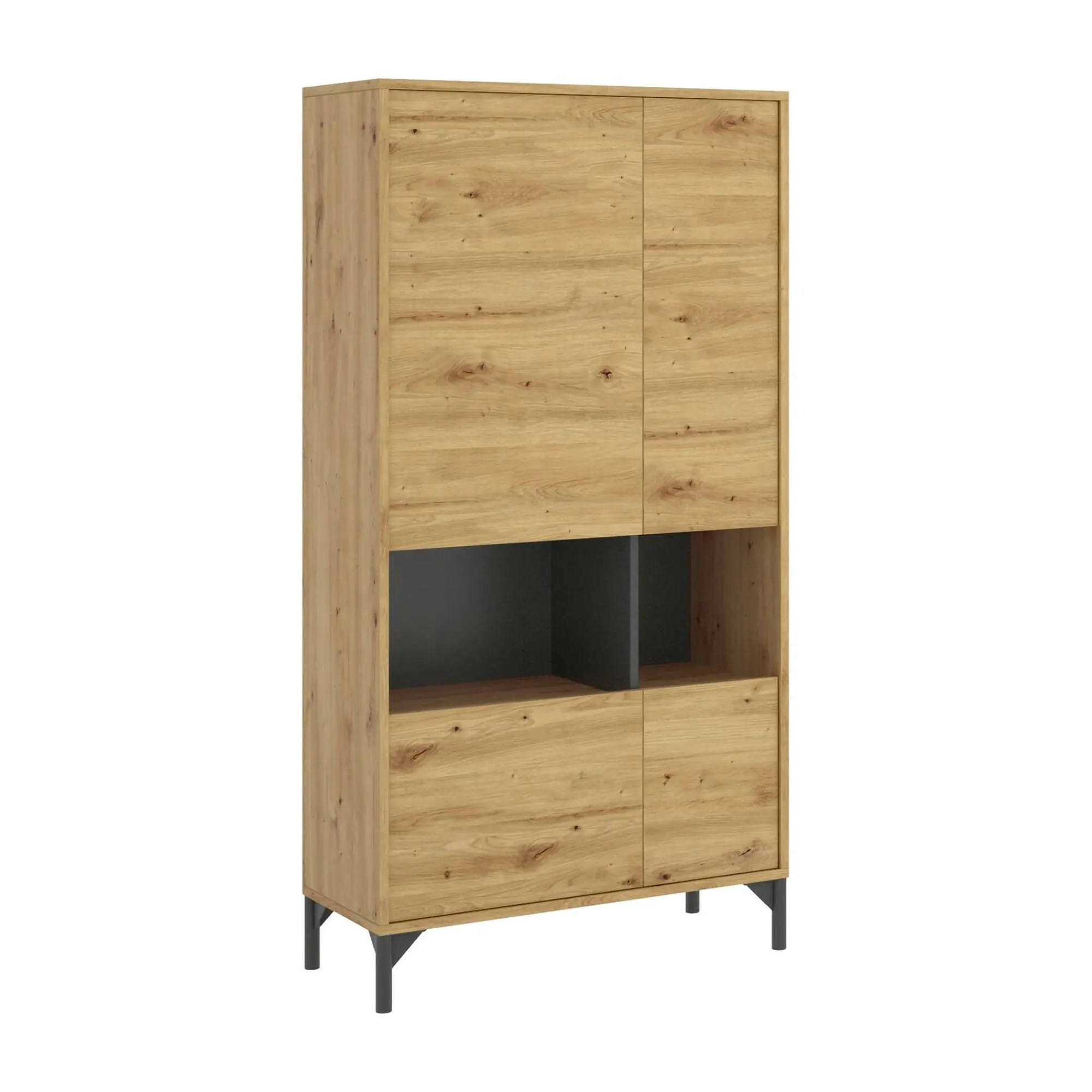 Credenza Dalois, 72x34h144 cm, Rovere Nodi e Antracite<Dmora Sale