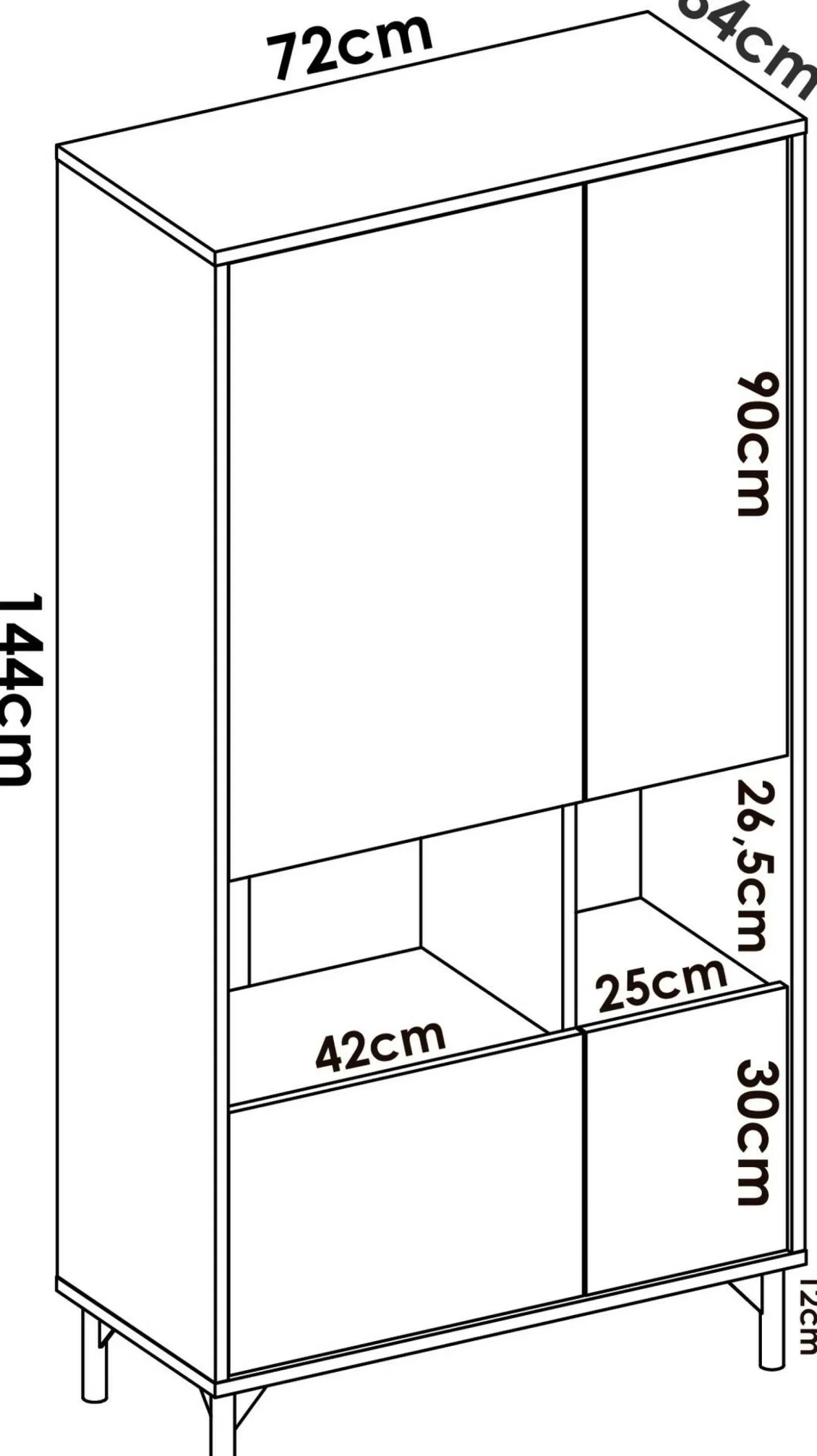 Credenza Dalois, 72x34h144 cm, Rovere Nodi e Antracite<Dmora Sale