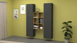 Credenza Danila, cm 140x30h180, Antracite e Acero<Dmora Fashion