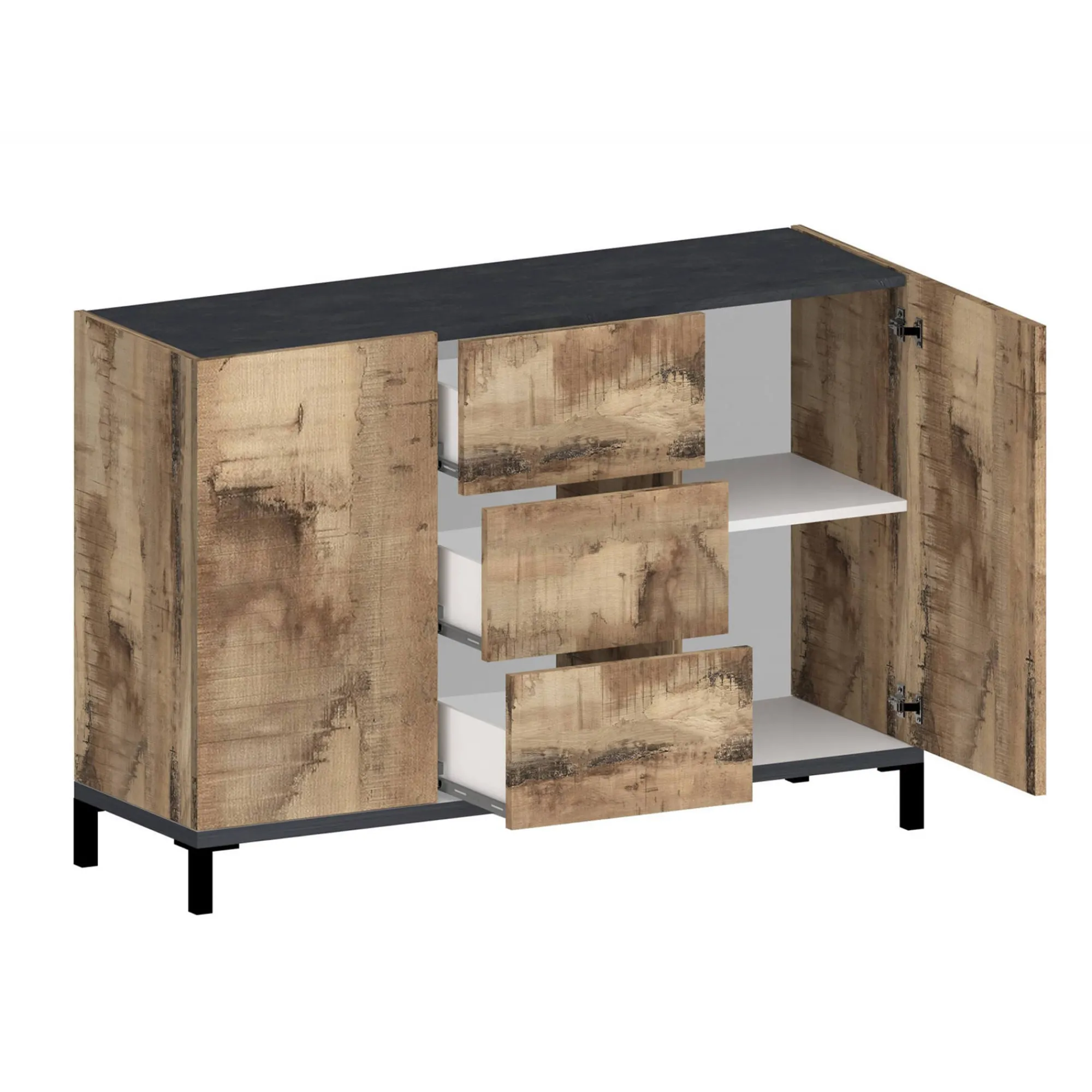 Credenza Dannes, cm 120x40h80, Ardesia e Acero<Dmora Outlet