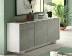 Credenza Davallon, 170x42h78 cm, Bianco e Cemento<Dmora Best