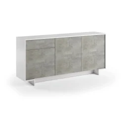 Credenza Davallon, 170x42h78 cm, Bianco e Cemento<Dmora Best