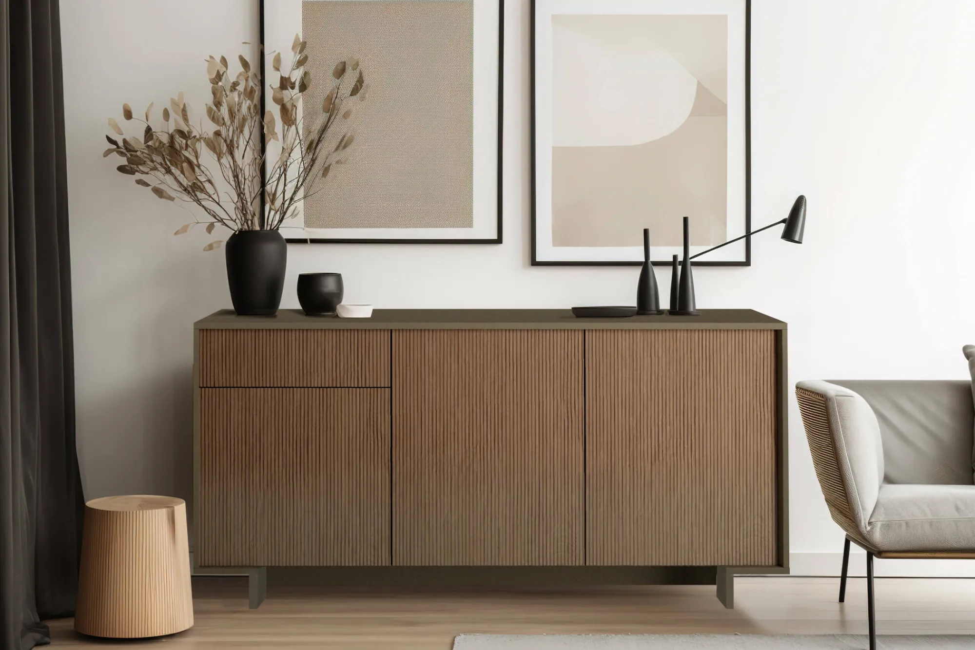 Credenza Davallon, 170x42h78 cm, Marrone e Noce<Dmora Store