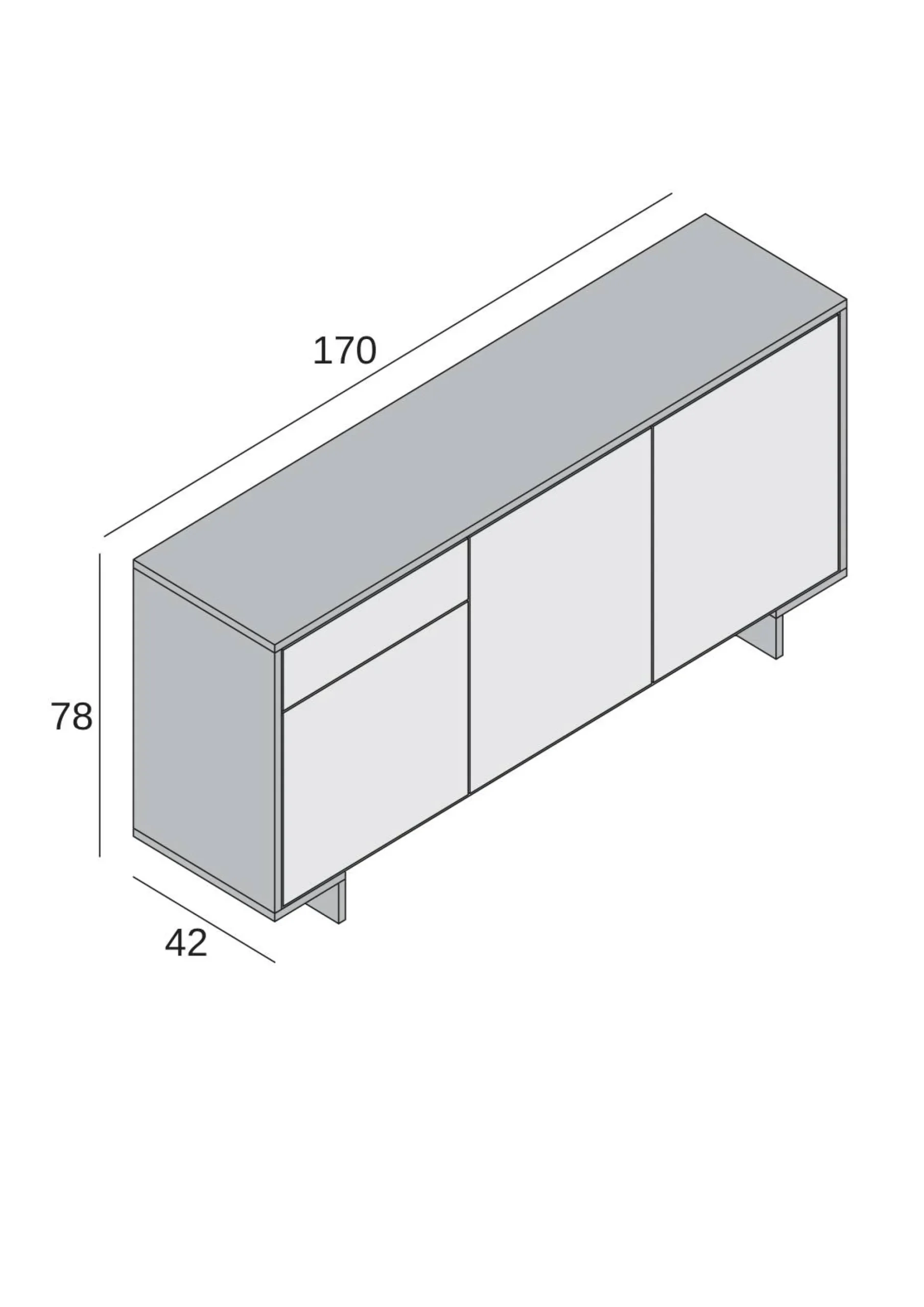 Credenza Davallon, 170x42h78 cm, Marrone e Noce<Dmora Store