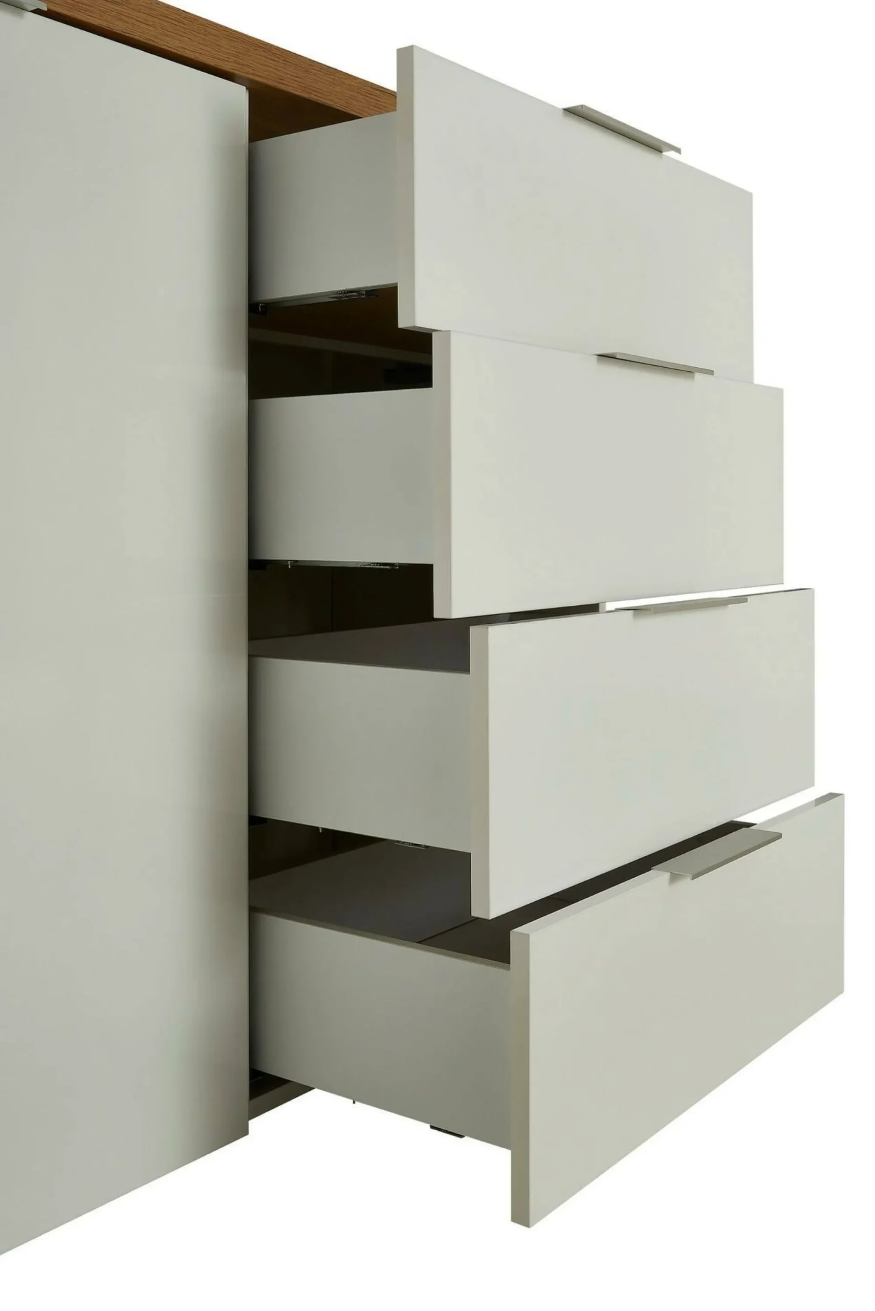 Credenza Ddelorenz, 120x43h89 cm, Bianco lucido e Rovere<Dmora Cheap