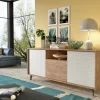 Credenza Ddiges, 184x45h77 cm, Bianco e Rovere<Dmora Sale