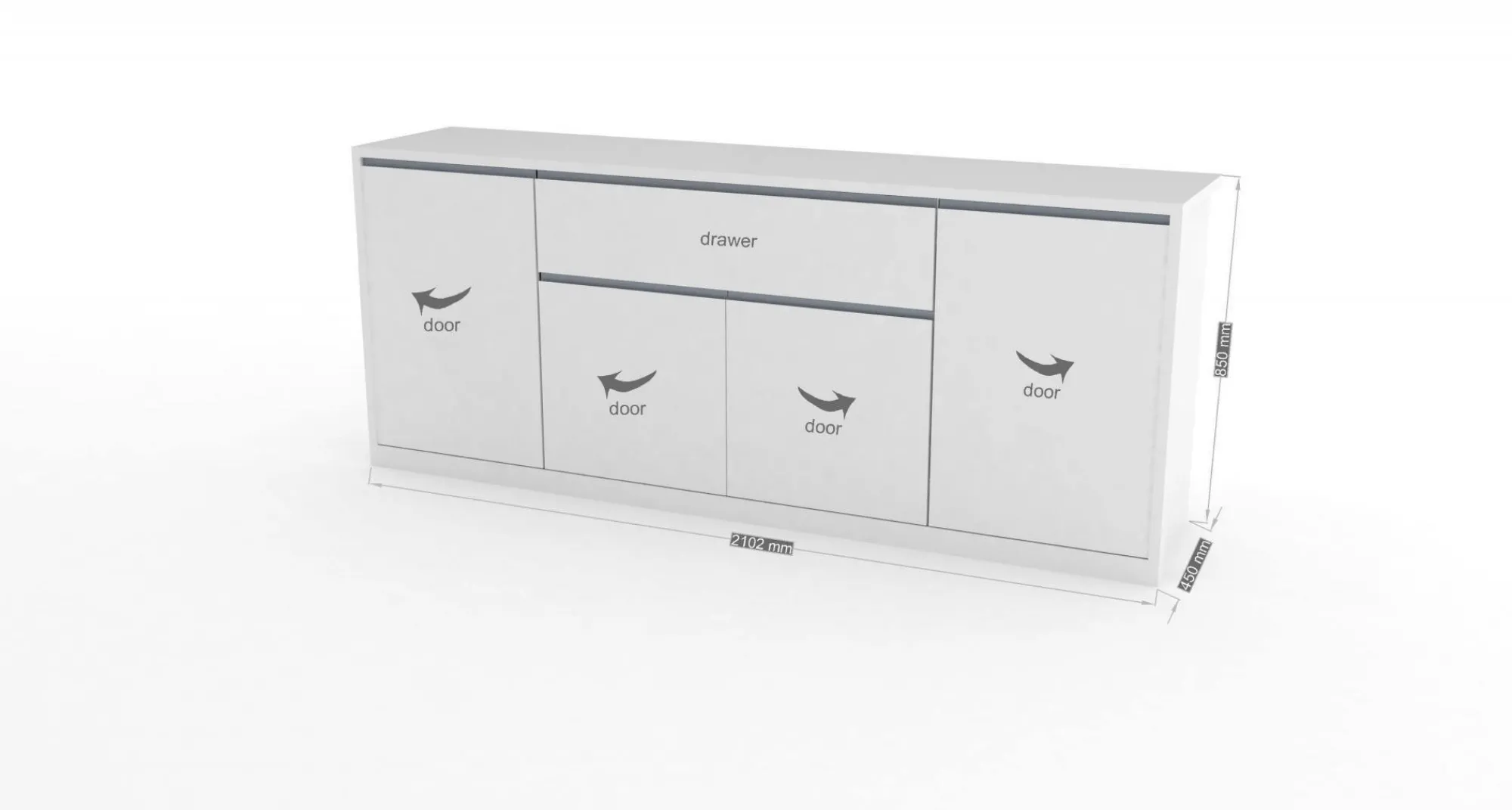 Credenza Deram, cm 210x45h85,<Dmora Best Sale