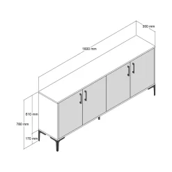 Credenza Dflamign, 160x35h78 cm, Noce e Antracite<Dmora Sale