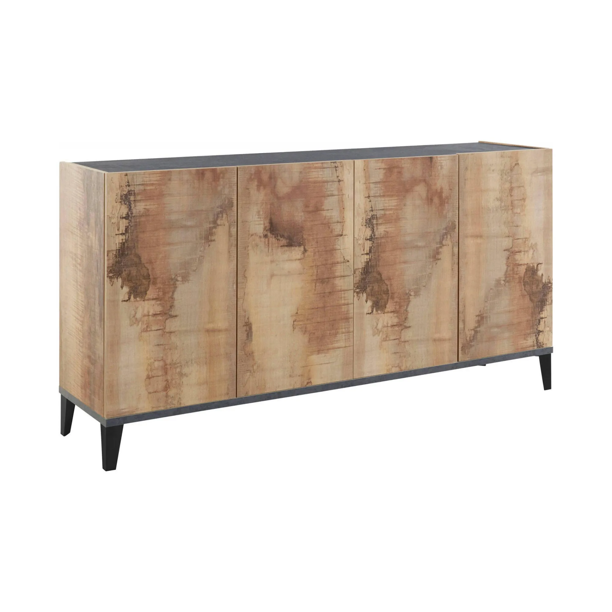 Credenza Dgarzo, cm 160x40h82, Ardesia e Acero<Dmora Store