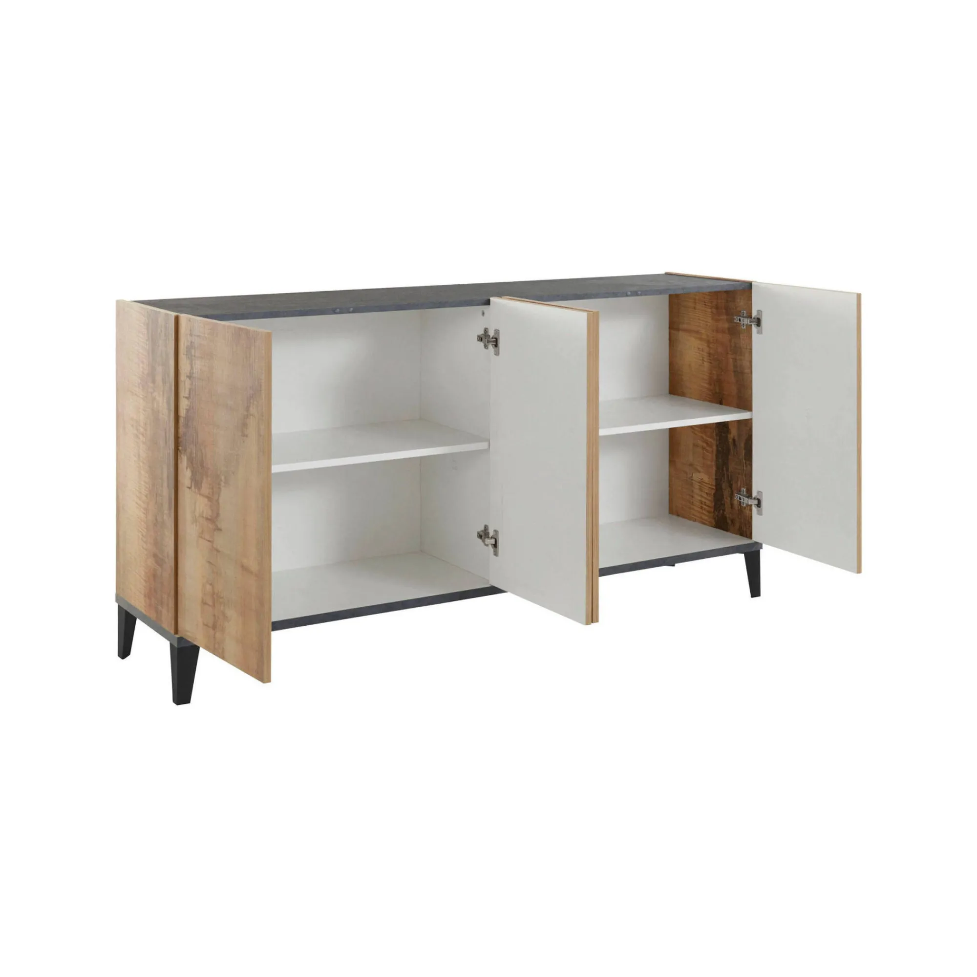 Credenza Dgarzo, cm 160x40h82, Ardesia e Acero<Dmora Store