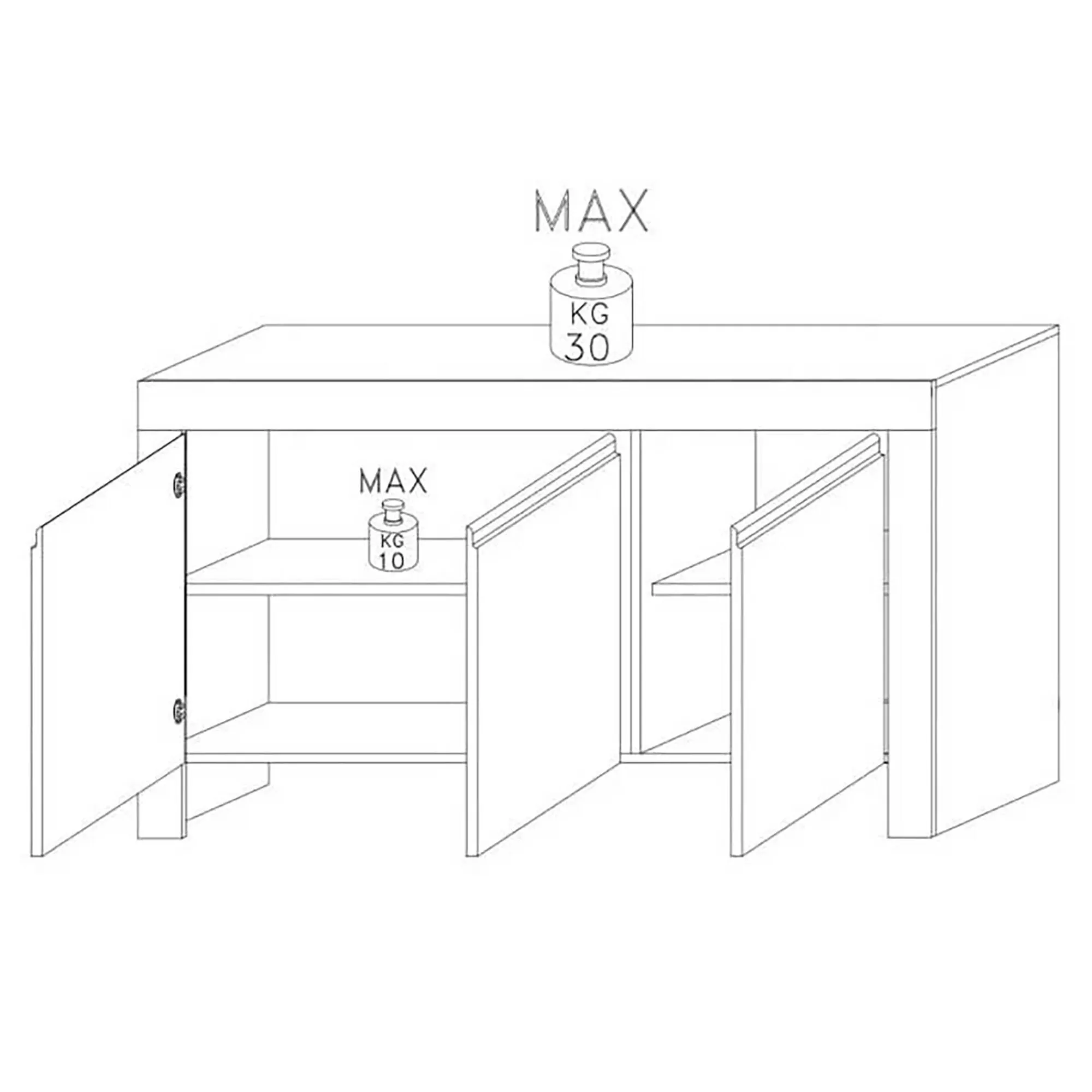 Credenza Dgeorg, 162x50 h83 cm,<Dmora Fashion