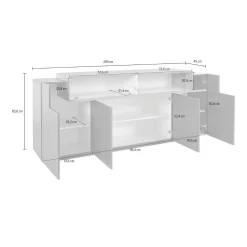 Credenza Discordia, cm 220x45h86, Antracite e Acero<Dmora Store