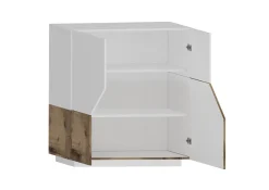 Credenza Dkoud, cm 100x43h106, Bianco lucido e Acero<Dmora Sale