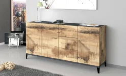 Credenza Dlong, cm 160x40h82, Ardesia e Acero<Dmora New