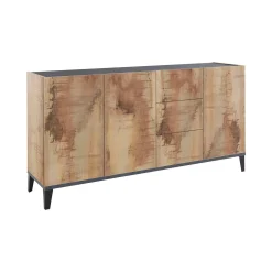 Credenza Dlong, cm 160x40h82, Ardesia e Acero<Dmora New