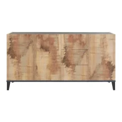 Credenza Dlong, cm 160x40h82, Ardesia e Acero<Dmora New