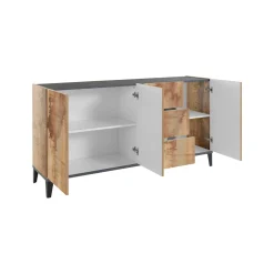 Credenza Dlong, cm 160x40h82, Ardesia e Acero<Dmora New