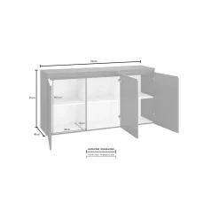 Credenza Dlun, cm 150x40h81,<Dmora Clearance