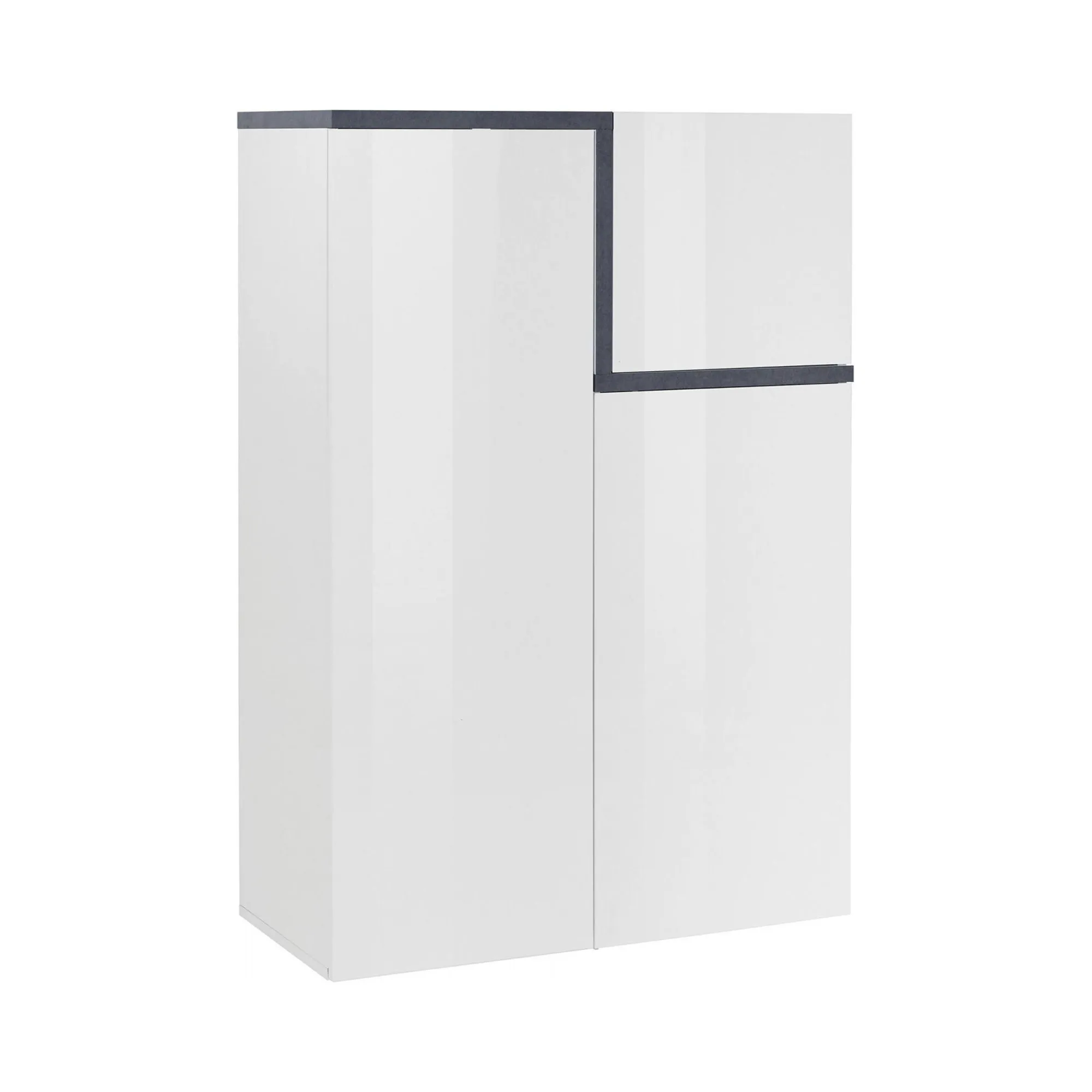 Credenza Dmasi, cm 80x40h126, Bianco lucido e Ardesia<Dmora Flash Sale