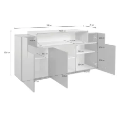Credenza Dmem, cm 160x46h85, Antracite e Acero<Dmora Sale