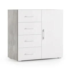 Credenza Dnag, 90x41h87 cm, Bianco e Cemento<Dmora Best Sale