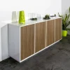 Credenza Dnande, cm 180x41h86, Bianco lucido e Noce<Dmora Sale