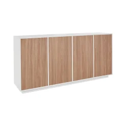 Credenza Dnande, cm 180x41h86, Bianco lucido e Noce<Dmora Sale