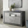 Credenza Dolphin, 138x42 h86 cm, Ardesia e Cemento<Dmora Clearance