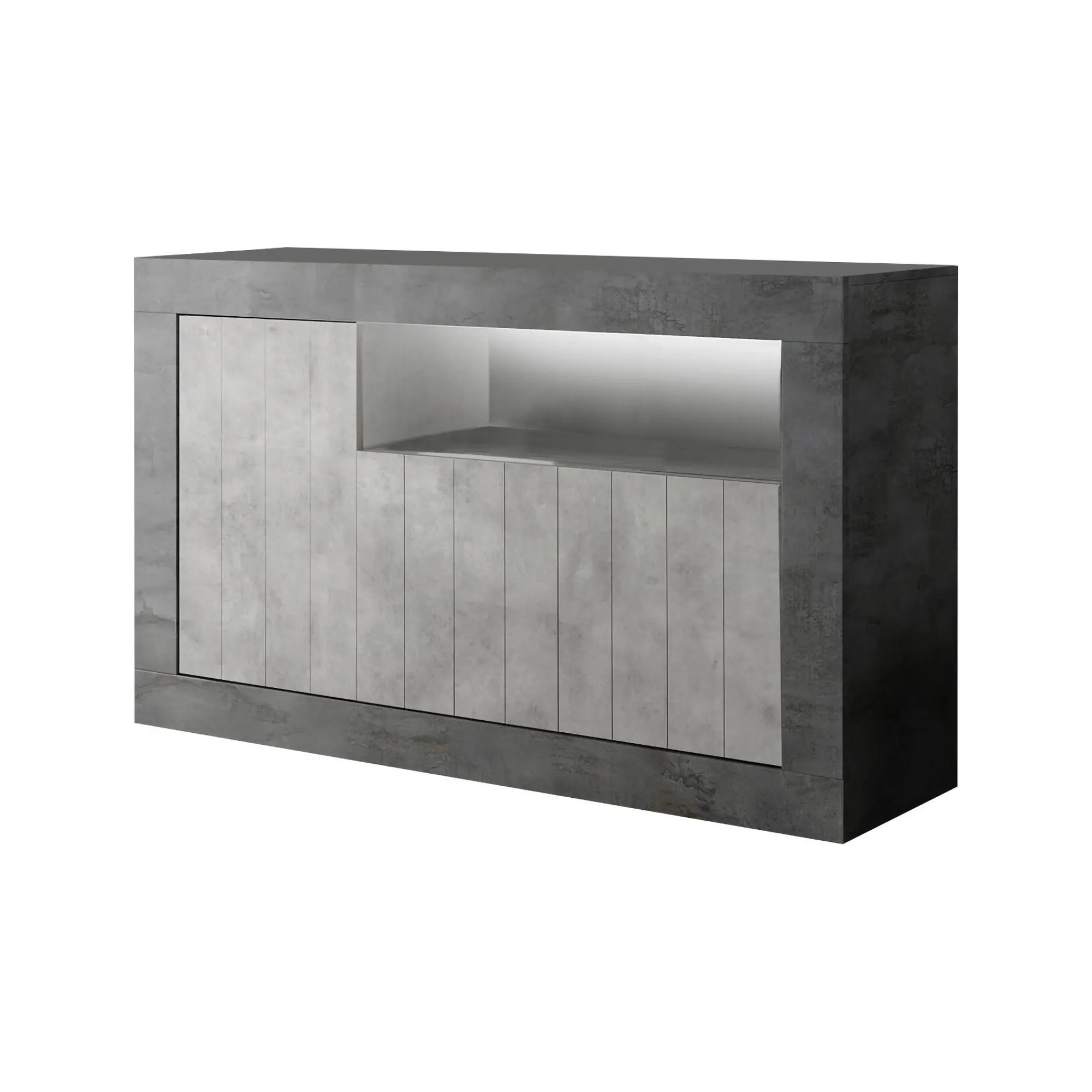 Credenza Dolphin, 138x42 h86 cm, Ardesia e Cemento<Dmora Clearance
