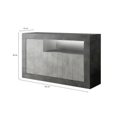 Credenza Dolphin, 138x42 h86 cm, Ardesia e Cemento<Dmora Clearance