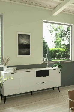 Credenza Dsamel, 195x39 h81 cm, Bianco e Nero<Dmora Store