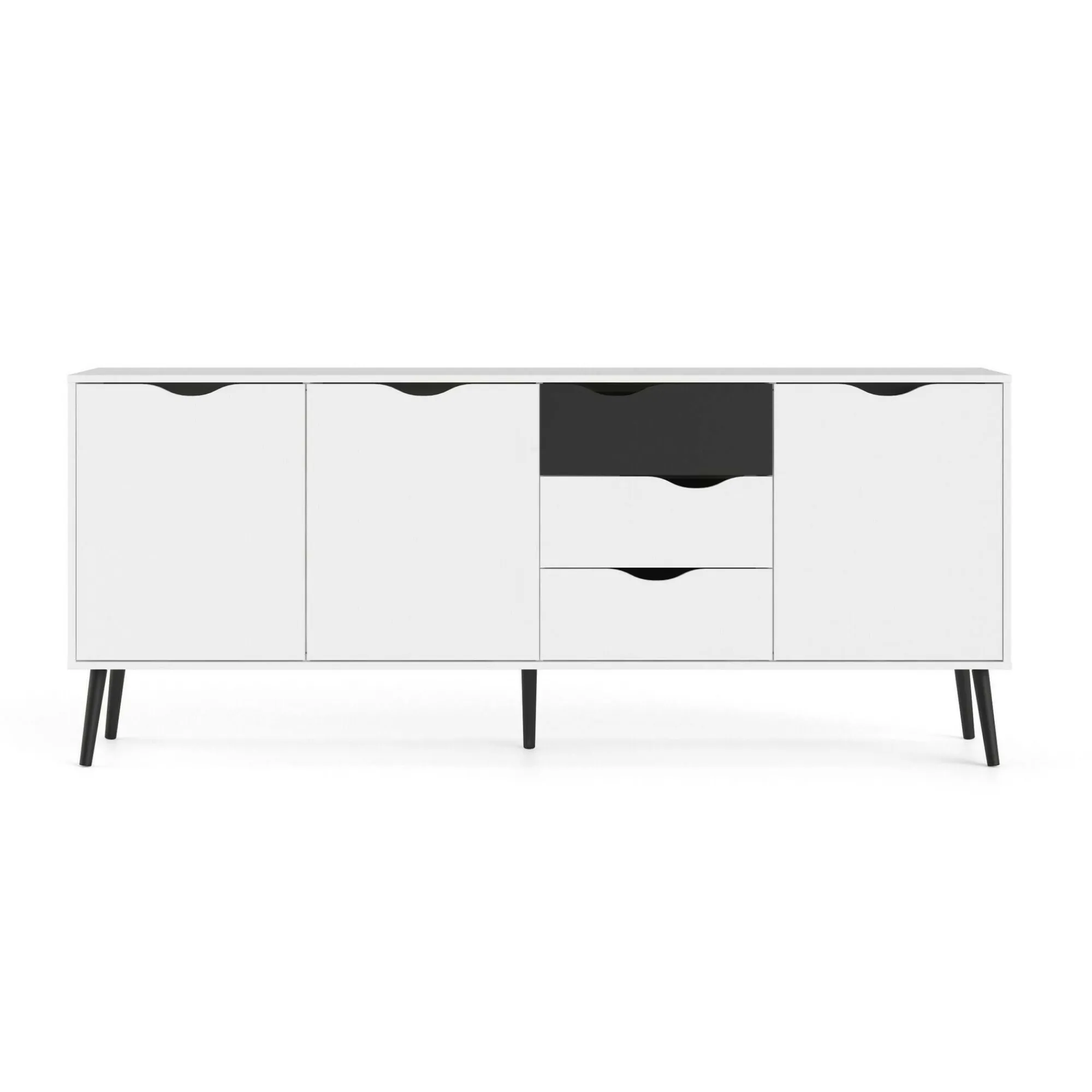 Credenza Dsamel, 195x39 h81 cm, Bianco e Nero<Dmora Store