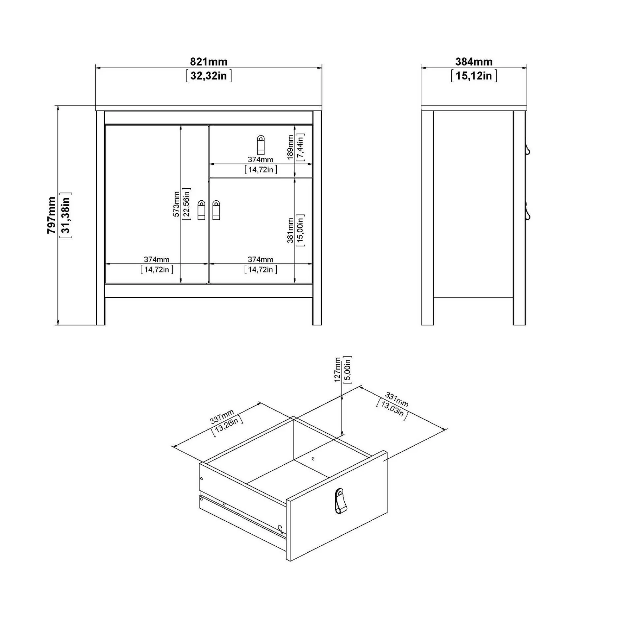 Credenza Dsaracin, 38x82 h80 cm,<Dmora Store
