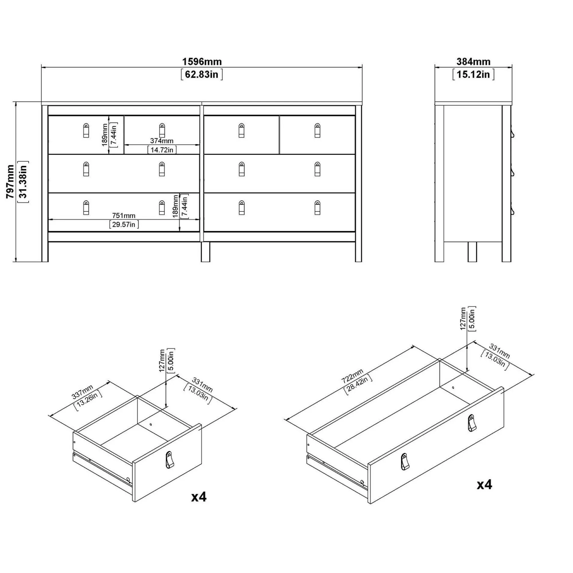 Credenza Dsart, 38x160 h80 cm,<Dmora Best Sale
